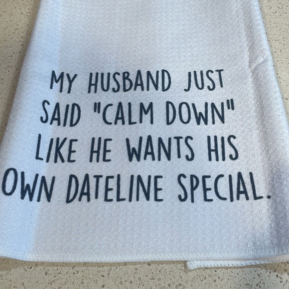 NEW Humorous Dish Towel White with Black Print Double sided print - Picture 3 of 3